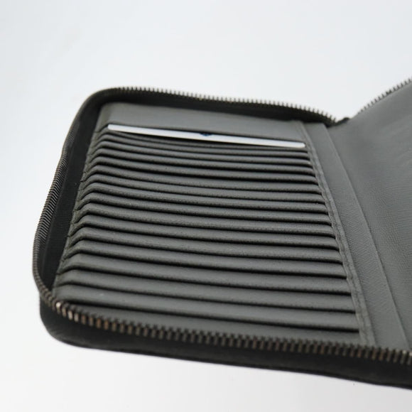 PRADA Round Wallet Safiano leather Black 2ML220 Auth 148677