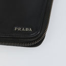 PRADA Round Wallet Safiano leather Black 2ML220 Auth 148677-7