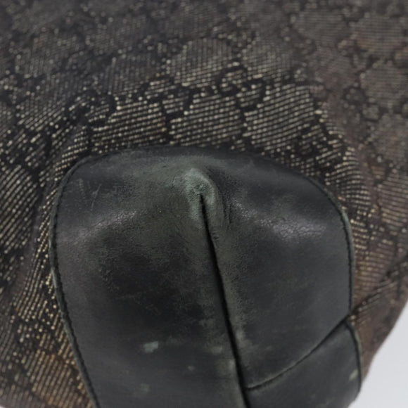 GUCCI GG Canvas Shoulder Bag Black Silver 34339 Auth 148680