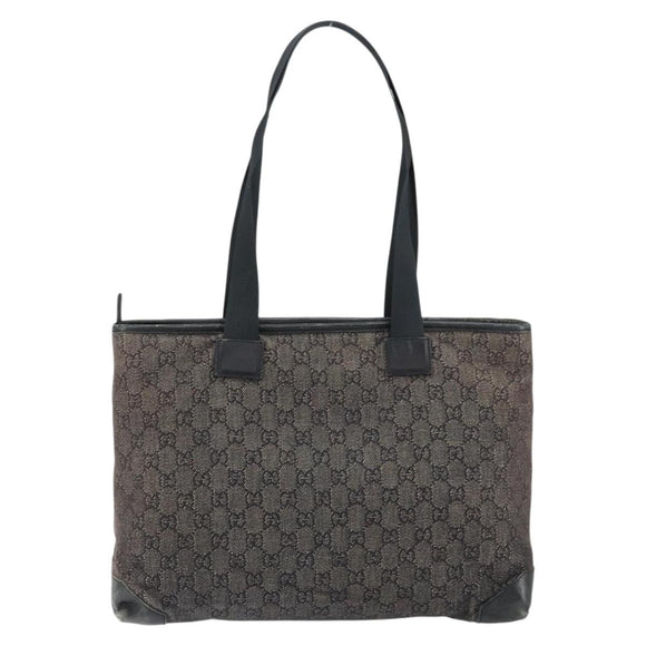 GUCCI GG Canvas Shoulder Bag Black Silver 34339 Auth 148680