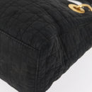 Christian Dior Canage Lady Dior Hand Bag Nylon Black Gold Auth 148681-11