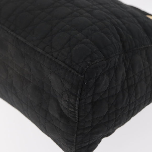 Christian Dior Canage Lady Dior Hand Bag Nylon Black Gold Auth 148681