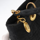 Christian Dior Canage Lady Dior Hand Bag Nylon Black Gold Auth 148681-14