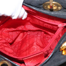 Christian Dior Canage Lady Dior Hand Bag Nylon Black Gold Auth 148681-21