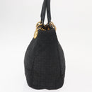 Christian Dior Canage Lady Dior Hand Bag Nylon Black Gold Auth 148681-5
