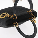 Christian Dior Canage Lady Dior Hand Bag Nylon Black Gold Auth 148681-6