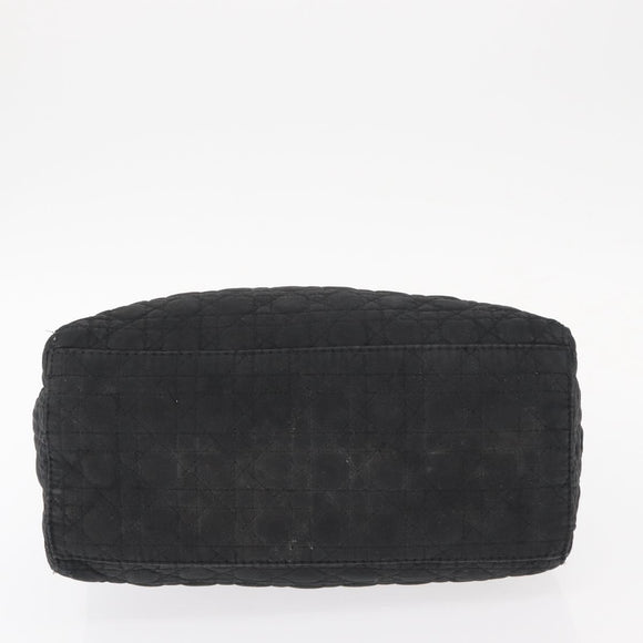 Christian Dior Canage Lady Dior Hand Bag Nylon Black Gold Auth 148681