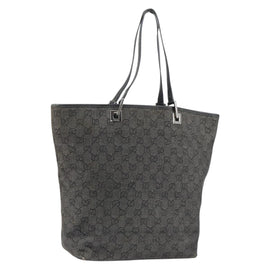 GUCCI GG Canvas Shoulder Bag Black Silver 31243 Auth 148685