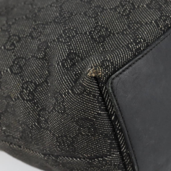 GUCCI GG Canvas Shoulder Bag Black Silver 31243 Auth 148685