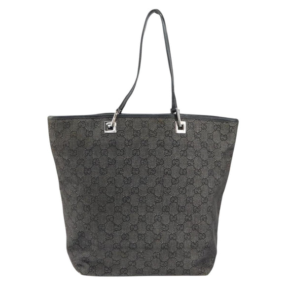 GUCCI GG Canvas Shoulder Bag Black Silver 31243 Auth 148685