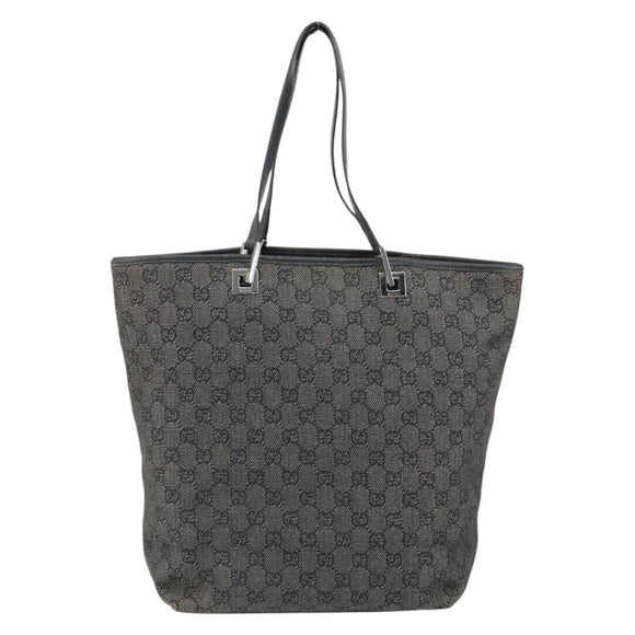 GUCCI GG Canvas Shoulder Bag Black Silver 31243 Auth 148685