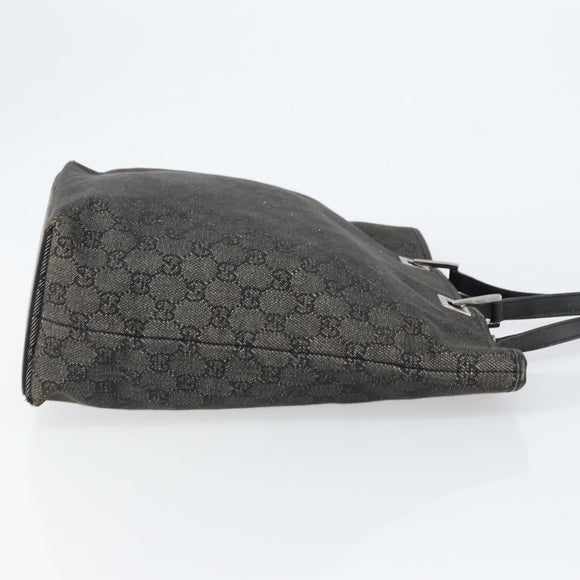 GUCCI GG Canvas Shoulder Bag Black Silver 31243 Auth 148685