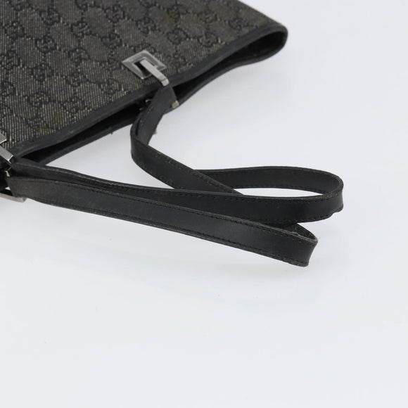 GUCCI GG Canvas Shoulder Bag Black Silver 31243 Auth 148685