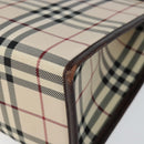 BURBERRY Nova Check Hand Bag Canvas Beige Silver Auth 148686-9