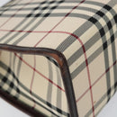 BURBERRY Nova Check Hand Bag Canvas Beige Silver Auth 148686-14