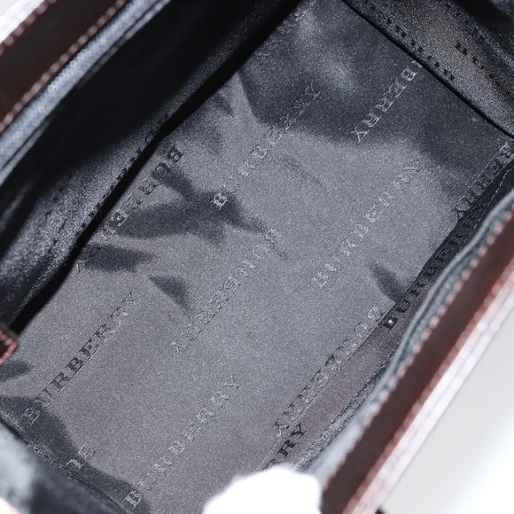 BURBERRY Nova Check Hand Bag Canvas Beige Silver Auth 148686