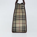 BURBERRY Nova Check Hand Bag Canvas Beige Silver Auth 148686-3