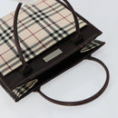 BURBERRY Nova Check Hand Bag Canvas Beige Silver Auth 148686-6