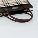 BURBERRY Nova Check Hand Bag Canvas Beige Silver Auth 148686-7