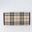 BURBERRY Nova Check Hand Bag Canvas Beige Silver Auth 148686-5