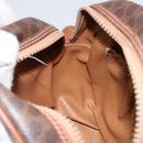 CELINE Macadam Canvas Shoulder Bag PVC Leather Brown Gold Auth 148688-20