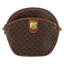 CELINE Macadam Canvas Shoulder Bag PVC Leather Brown Gold Auth 148688-13