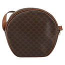 CELINE Macadam Canvas Shoulder Bag PVC Leather Brown Gold Auth 148688-2