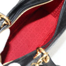 Christian Dior Canage Lady Dior Hand Bag Lamb Skin 2way Black Gold Auth 148689V-20