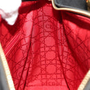 Christian Dior Canage Lady Dior Hand Bag Lamb Skin 2way Black Gold Auth 148689V-21