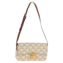 CELINE Triomphe Mini Semi Shoulder Bag PVC Brown White Auth 148690SM-1