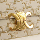 CELINE Triomphe Mini Semi Shoulder Bag PVC Brown White Auth 148690SM-19