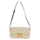 CELINE Triomphe Mini Semi Shoulder Bag PVC Brown White Auth 148690SM-13