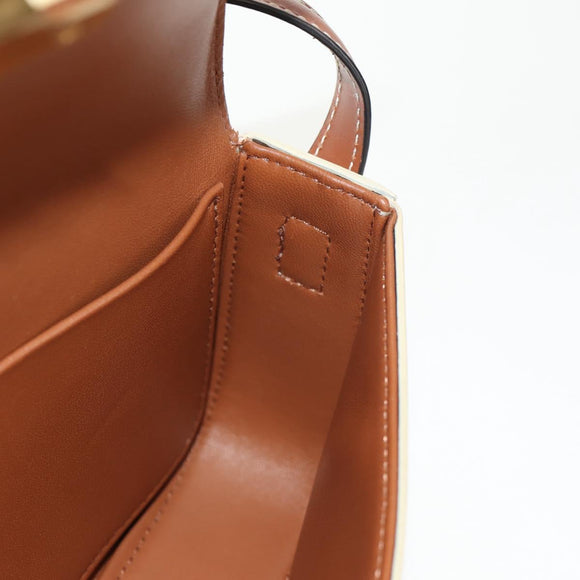 CELINE Triomphe Mini Semi Shoulder Bag PVC Brown White Auth 148690SM