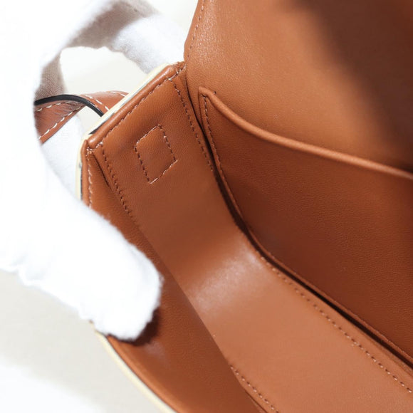 CELINE Triomphe Mini Semi Shoulder Bag PVC Brown White Auth 148690SM