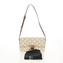CELINE Triomphe Mini Semi Shoulder Bag PVC Brown White Auth 148690SM-12