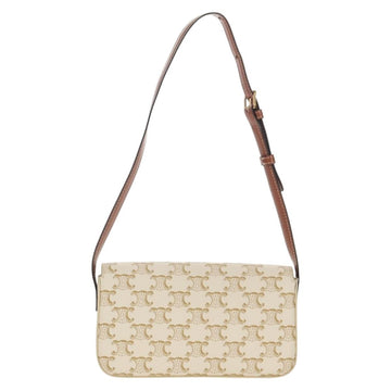 CELINE Triomphe Mini Semi Shoulder Bag PVC Brown White Auth 148690SM - 0