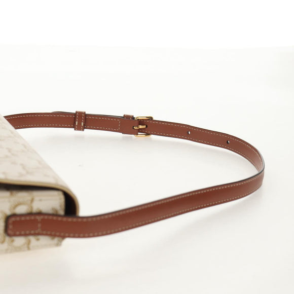 CELINE Triomphe Mini Semi Shoulder Bag PVC Brown White Auth 148690SM