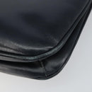 Old GUCCI Chain Shoulder Bag Leather Black Gold Auth 148693-10