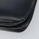 Old GUCCI Chain Shoulder Bag Leather Black Gold Auth 148693-12