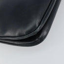 Old GUCCI Chain Shoulder Bag Leather Black Gold Auth 148693-17