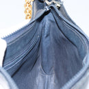 Old GUCCI Chain Shoulder Bag Leather Black Gold Auth 148693-17