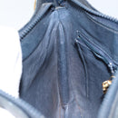 Old GUCCI Chain Shoulder Bag Leather Black Gold Auth 148693-18