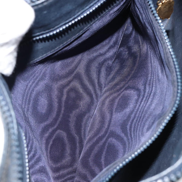 Old GUCCI Chain Shoulder Bag Leather Black Gold Auth 148693