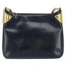 Old GUCCI Chain Shoulder Bag Leather Black Gold Auth 148693-13