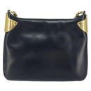 Old GUCCI Chain Shoulder Bag Leather Black Gold Auth 148693-2
