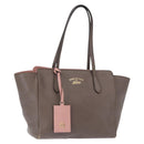 GUCCI Swing Tote Bag Leather Gray Gold 354408 Auth 148695-1