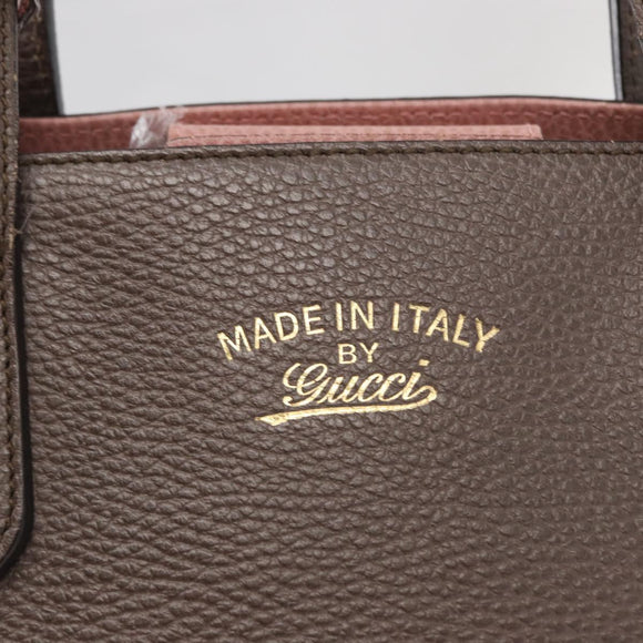 GUCCI Swing Tote Bag Leder Grau Gold 354408 Auth 148695