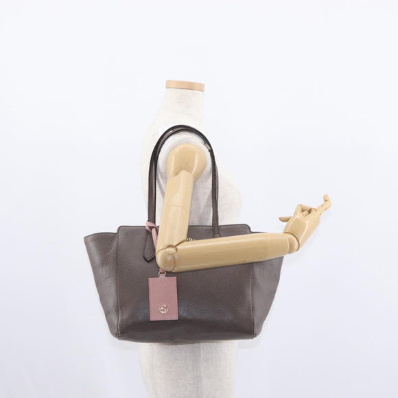 GUCCI Swing Tote Bag Leder Grau Gold 354408 Auth 148695