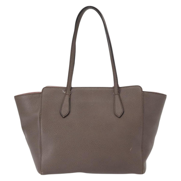 GUCCI Swing Tote Bag Leder Grau Gold 354408 Auth 148695