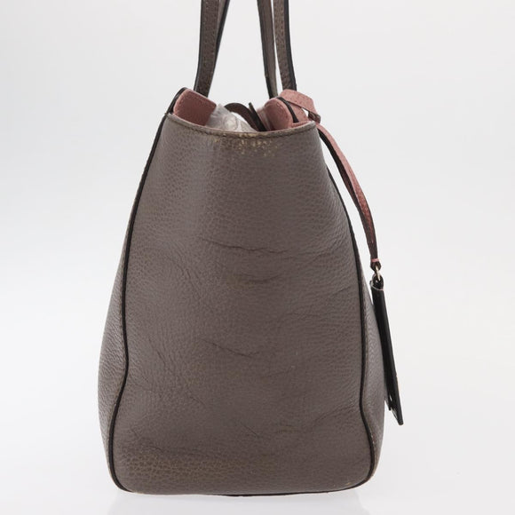 GUCCI Swing Tote Bag Leather Gray Gold 354408 Auth 148695
